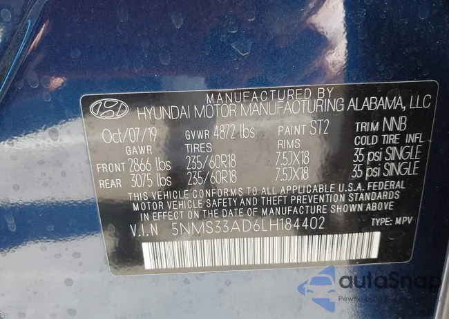 5NMS33AD6LH184402: 44322153