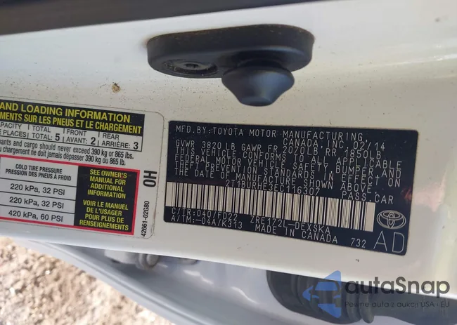 2T1BURHE3EC116307: 44322201