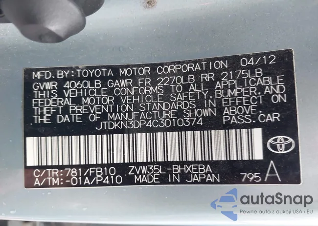 JTDKN3DP4C3010374: 44322249