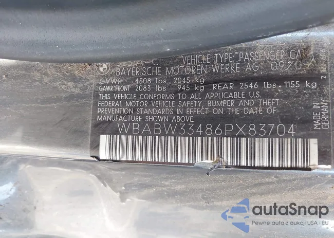 WBABW33486PX83704: 44322285