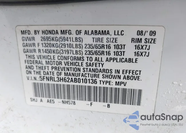 5FNRL3H62AB010136: 44322497