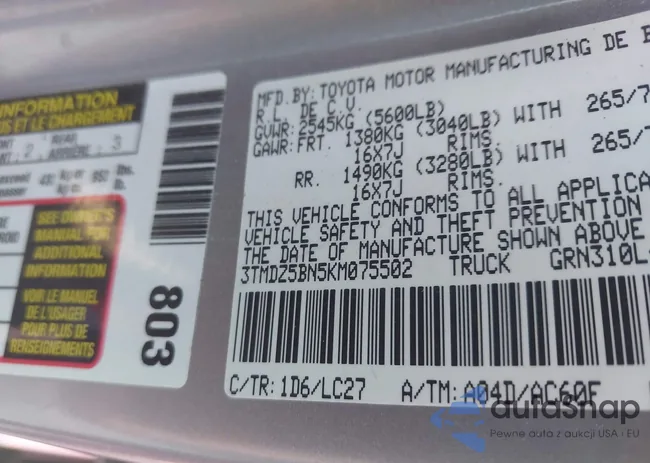 3TMDZ5BN5KM075502: 44321708