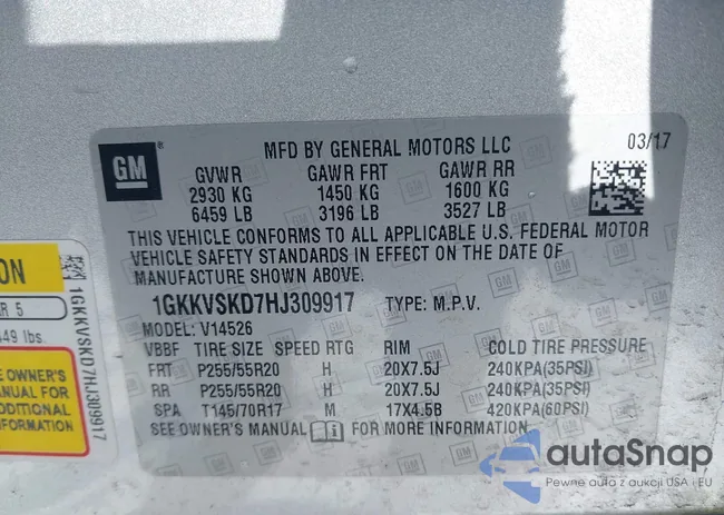 1GKKVSKD7HJ309917: 44321906