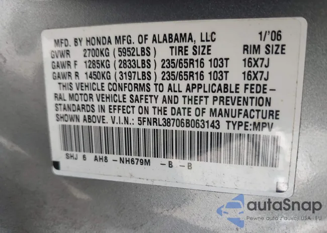 5FNRL38706B063143: 44323060