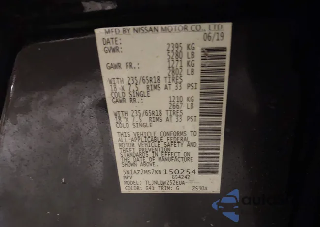 5N1AZ2MS7KN150254: 44323349