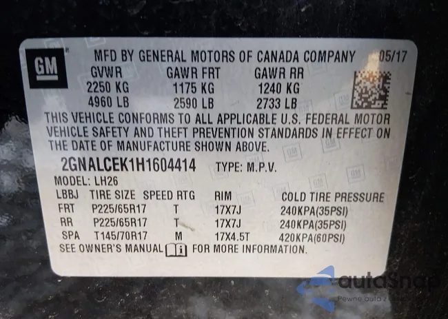 2GNALCEK1H1604414: 44323479