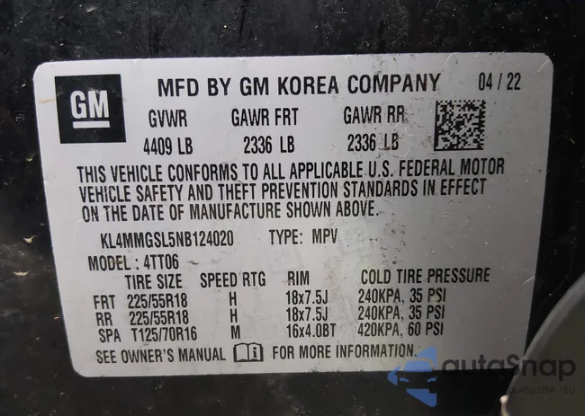 KL4MMGSL5NB124020: 44322967