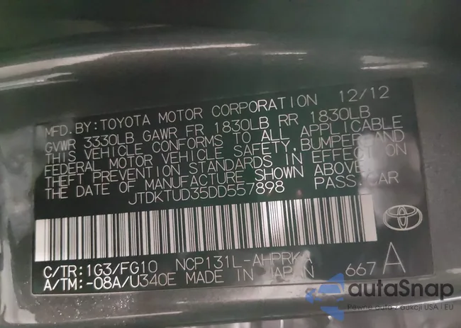 JTDKTUD35DD557898: 44323977