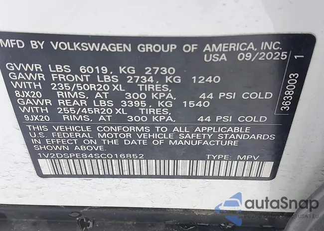 1V2DSPE84SC016852: 44323998