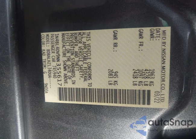 1N4BL4DV9NN355617: 44324246