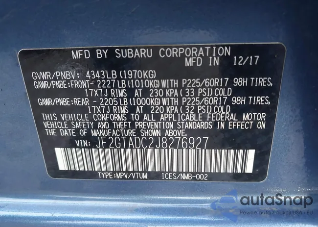 JF2GTADC2J8276927: 44324276