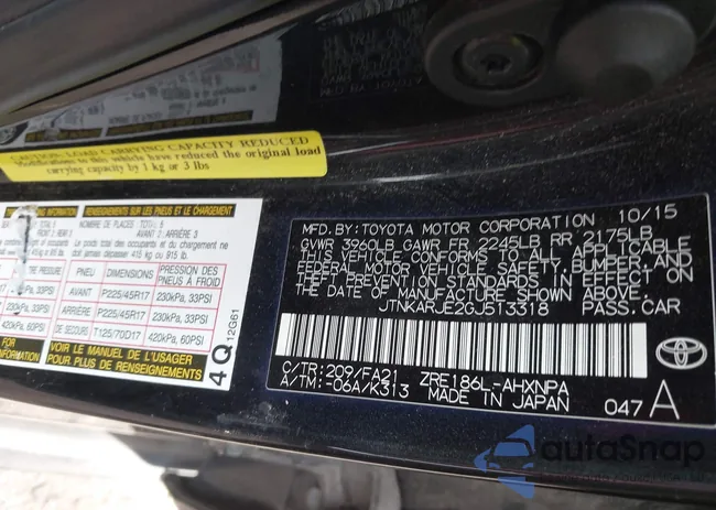 JTNKARJEUGJ513318: 44324341