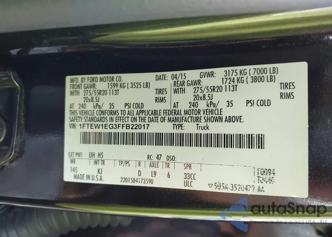 1FTEW1EG3FFB22017: 44324436