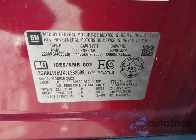 3GKALWEUXJL232592: 44323853