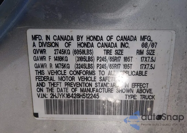 2HJYK16428H512245: 44323944