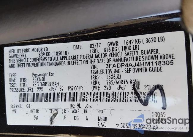 3FADP4AJ4HM118305: 44323960