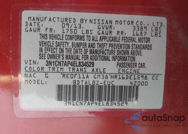 3N1CN7AE4EL834529: 44325033