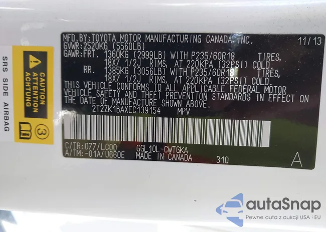 2T2ZK1BAXEC139154: 44325111