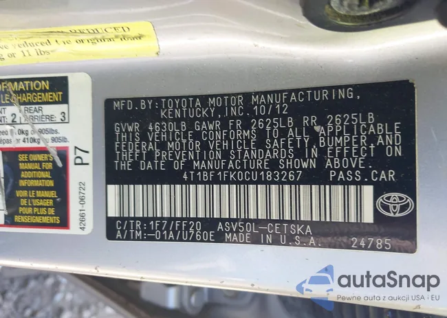 4T1BF1FK0CU183267: 44325279