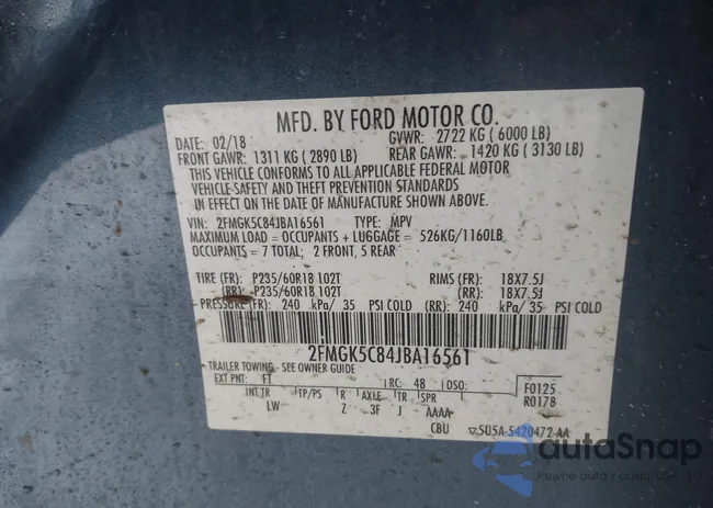 2FMGK5C84JBA16561: 44325412