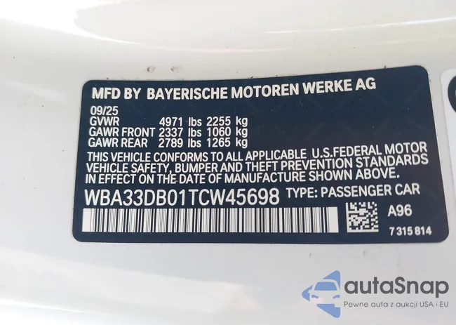 WBA33DB01TCW45698: 44325482