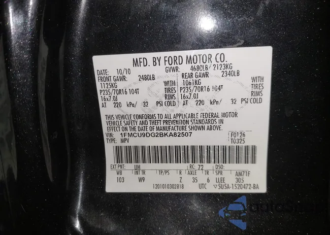 1FMCU9DG2BKA82507: 44325542