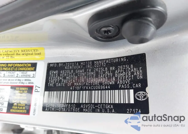 4T1BF1FK4CU069644: 44324587