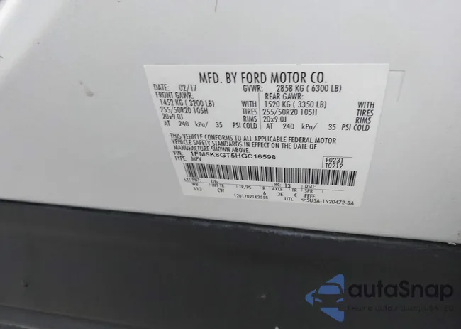 1FM5K8GT5HGC16598: 44324685