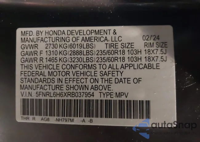 5FNRL6H6XRB037954: 44324732