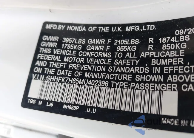 SHHFK7H65MU402396: 44324745