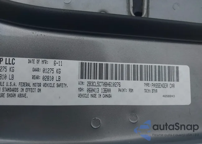 2B3CL5CT0BH610276: 44324777