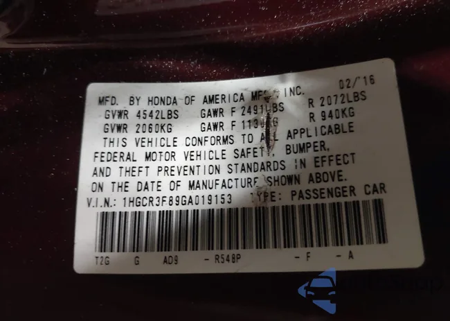 1HGCR3F89GA019153: 44324778