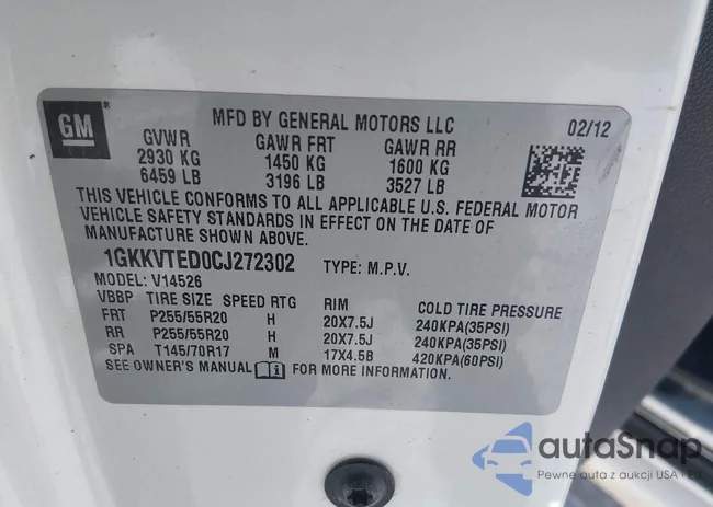 1GKKVTED0CJ272302: 44326046