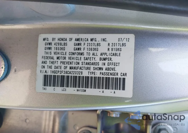 1HGCP2F38CA220329: 44326147