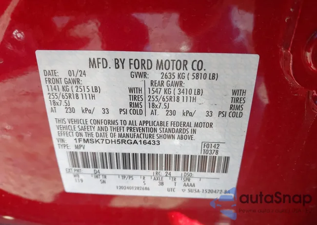 1FMSK7DH5RGA16433: 44326171