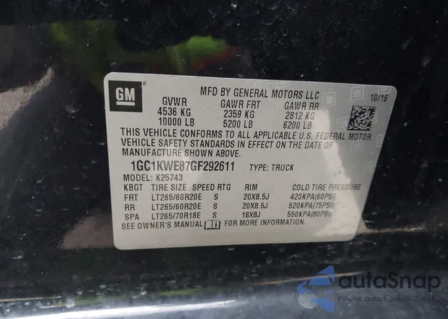 1GC1KWE87GF292611: 44326197