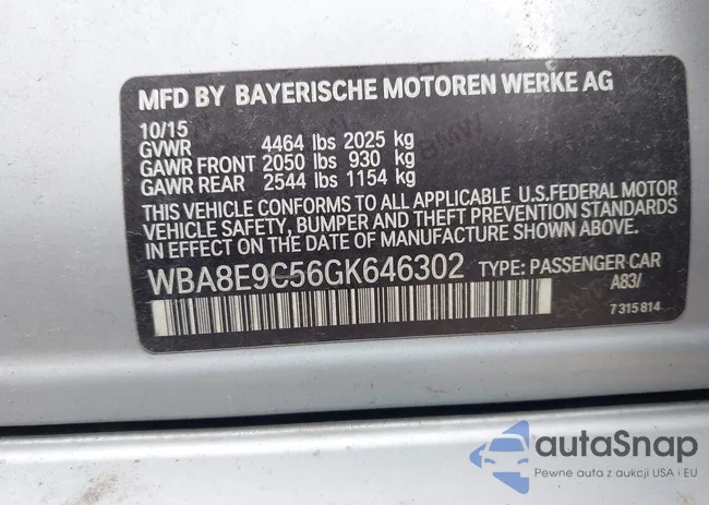 WBA8E9C56GK646302: 44326331