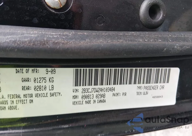 2B3CJ7DW2AH103484: 44326342