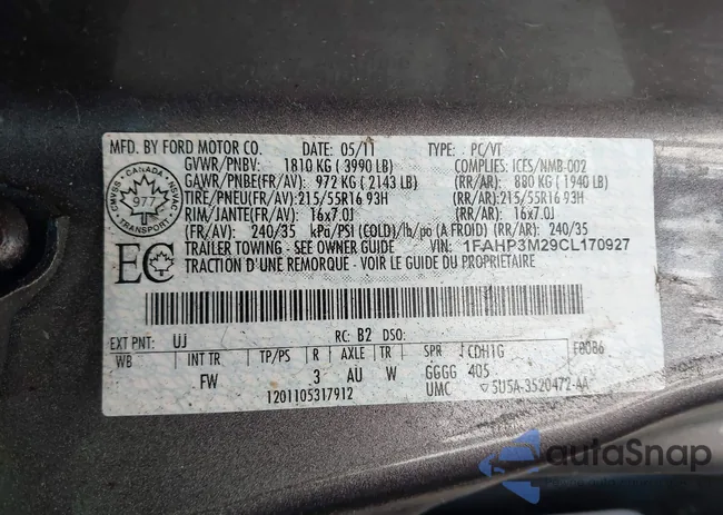 1FAHP3M29CL170927: 44326434