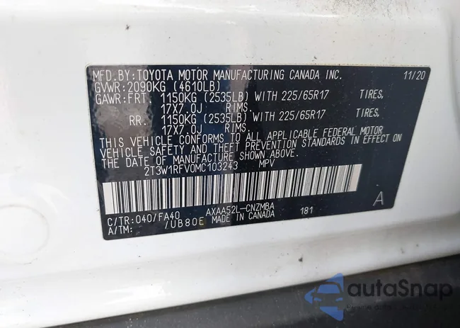 2T3W1RFV0MC103243: 44326467