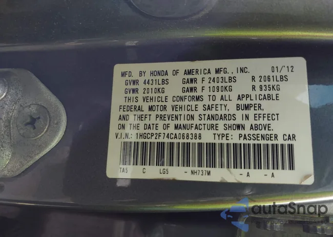 1HGCP2F74CA068388: 44325658