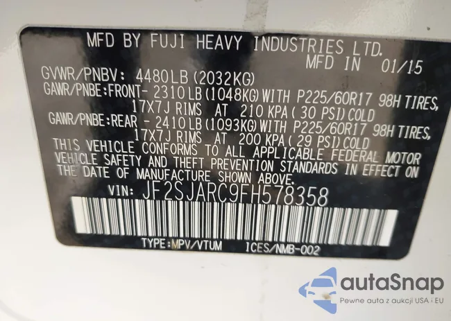 JF2SJARC9FH578358: 44325663