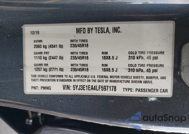 5YJ3E1EA4LF597178: 44325672