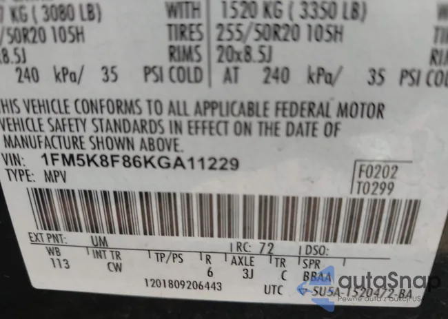 1FM5K8F86KGA11229: 44325711