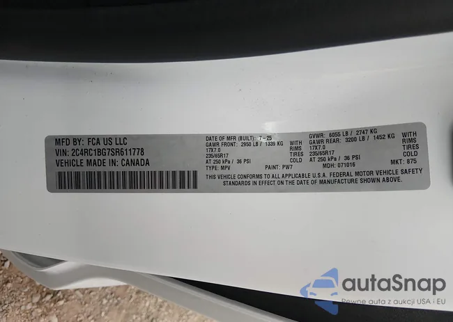 2C4RC1BG7SR611778: 44325736