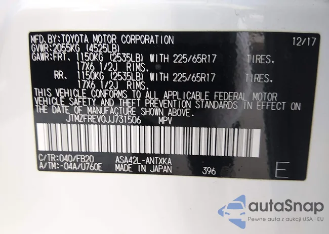 JTMZFREV0JJ731506: 44325842