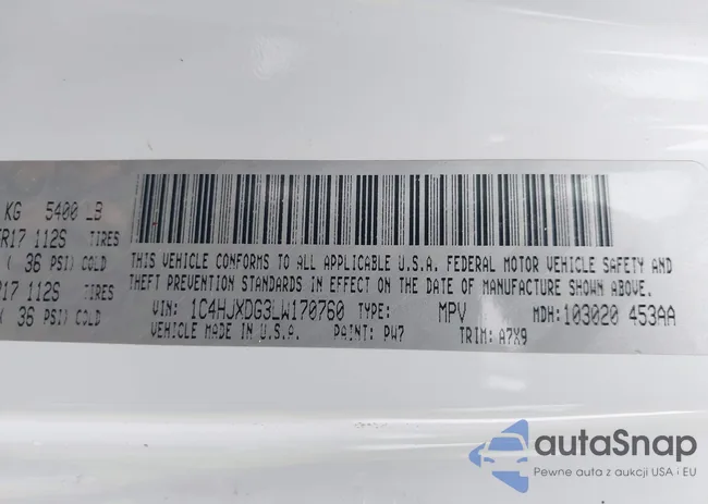 1C4HJXDG3LW170760: 44327092