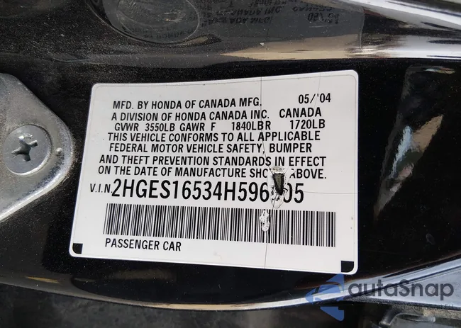 2HGES16534H596605: 44327108