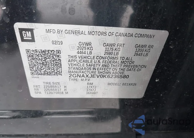 2GNAXJEV0K6236580: 44327120