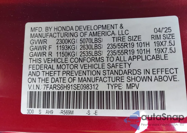 7FARS6H91SE098312: 44327164